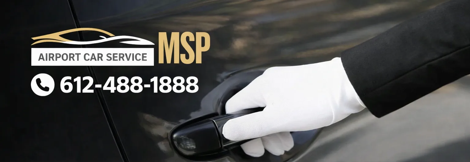 Airport Car Service Msp - Minneapolis Black Car-Limo Tranportation 2 Msp Chauffeur Opening Door Of Limo Sedan At Msp Airport